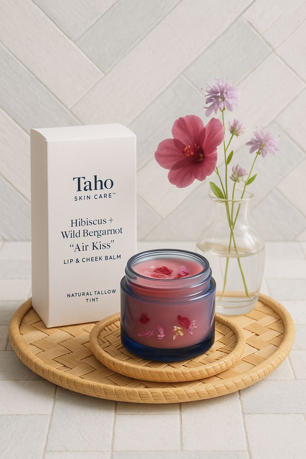 Hibiscus + Wild Bergamot “Air Kiss” Lip & Cheek Balm | Natural Tallow Tint
